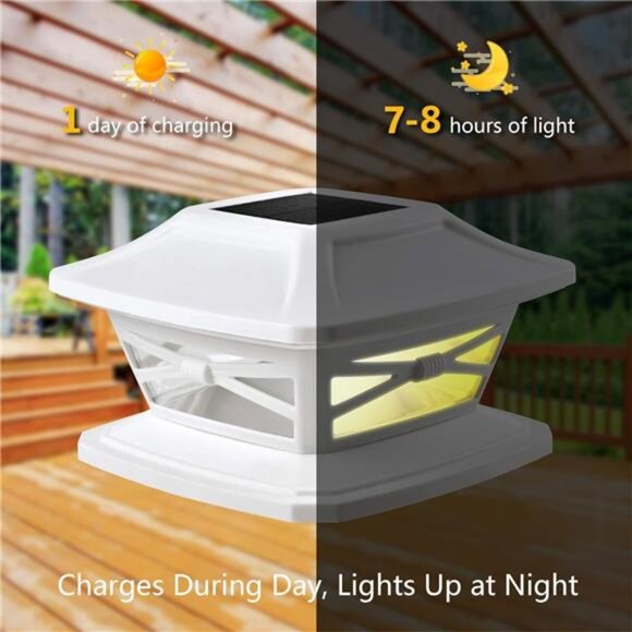 Lighting Flexfit Solar Outdoor Post Cap Lights - Includes Bases for 4x4 5x5 6x6 - Picture 5 of 7